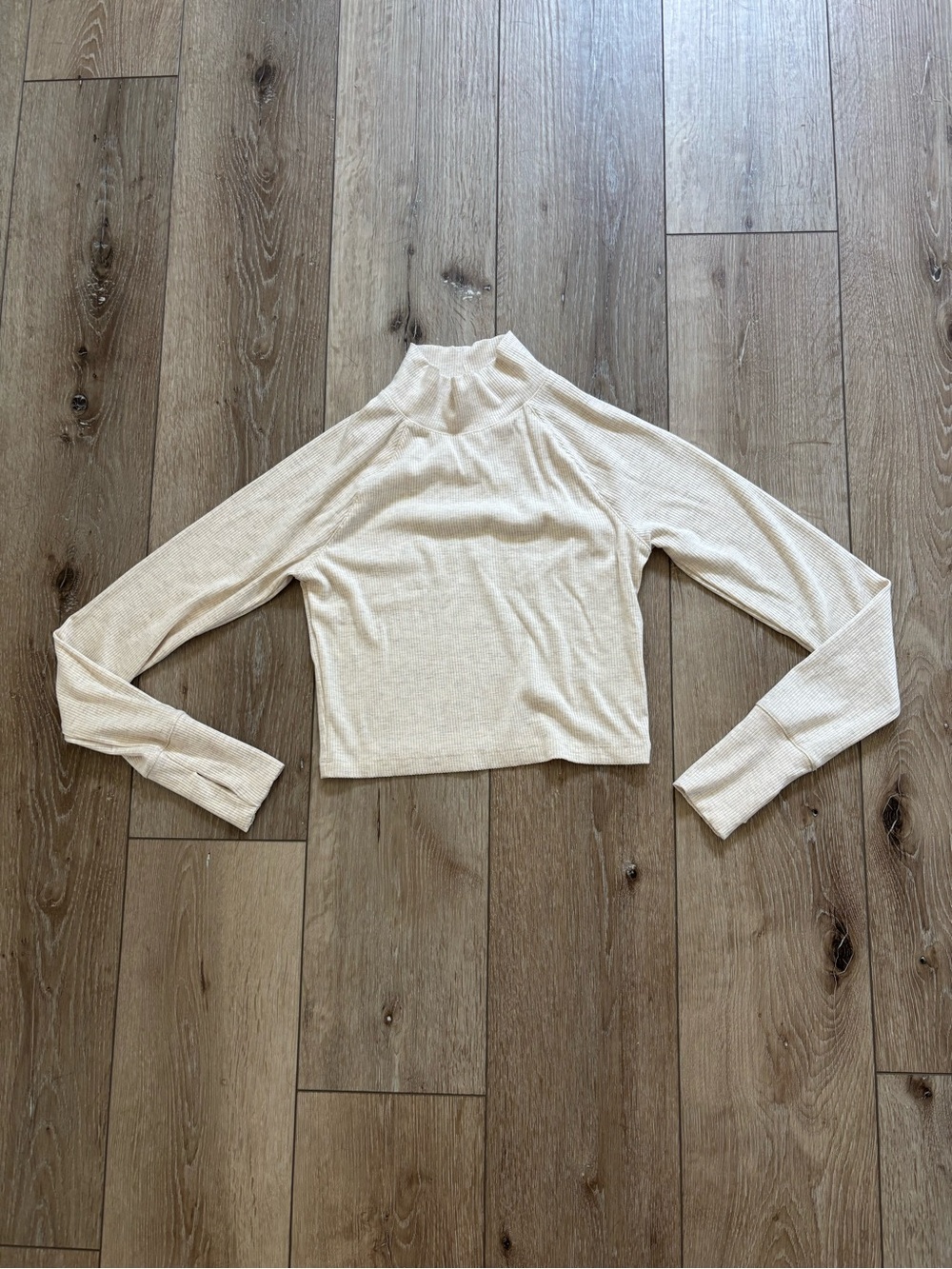 Aerie Long Sleeve Cropped Mock Neck T-Shirt